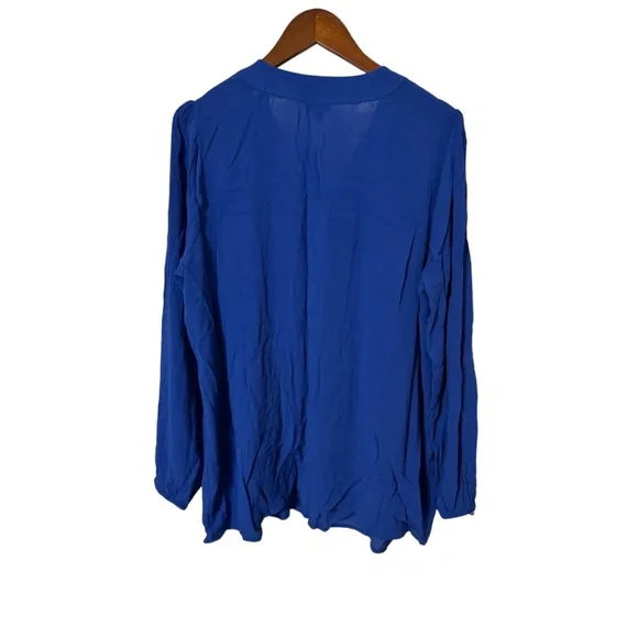 NWT Torrid Plus Crinkle Gauze Lace-Up Top Size 0 (12) in Surf the Web (Blue) - Picture 7 of 8